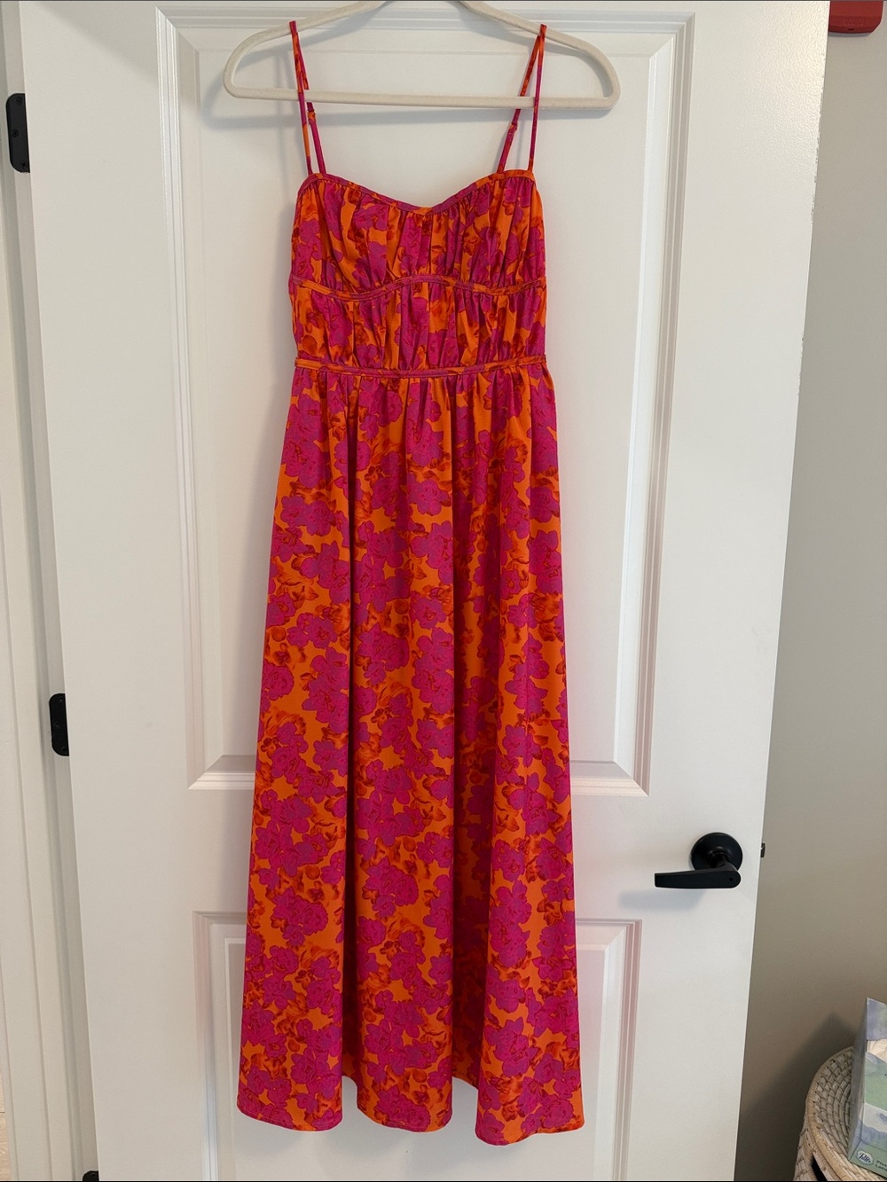 Vibrant Pink & Orange Floral Maxi Sundress